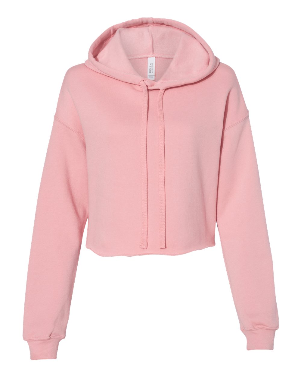 Front View of Pink Women's Crop Fleece Hoodie - 7502