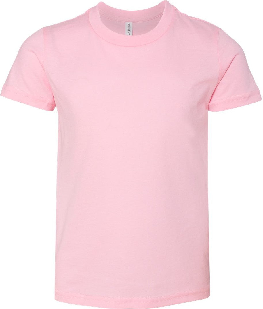 Front View of Pink Youth Jersey Tee - 3001Y