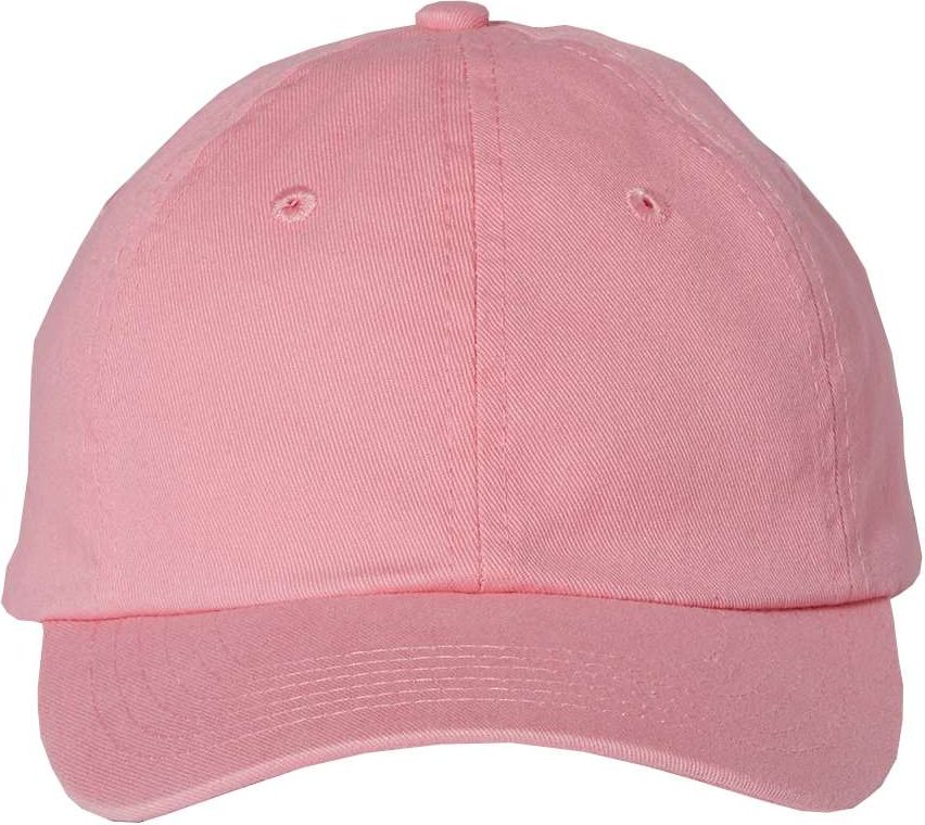 Front View of Pink Youth Small Fit Bio-Washed Dad Hat - VC300Y