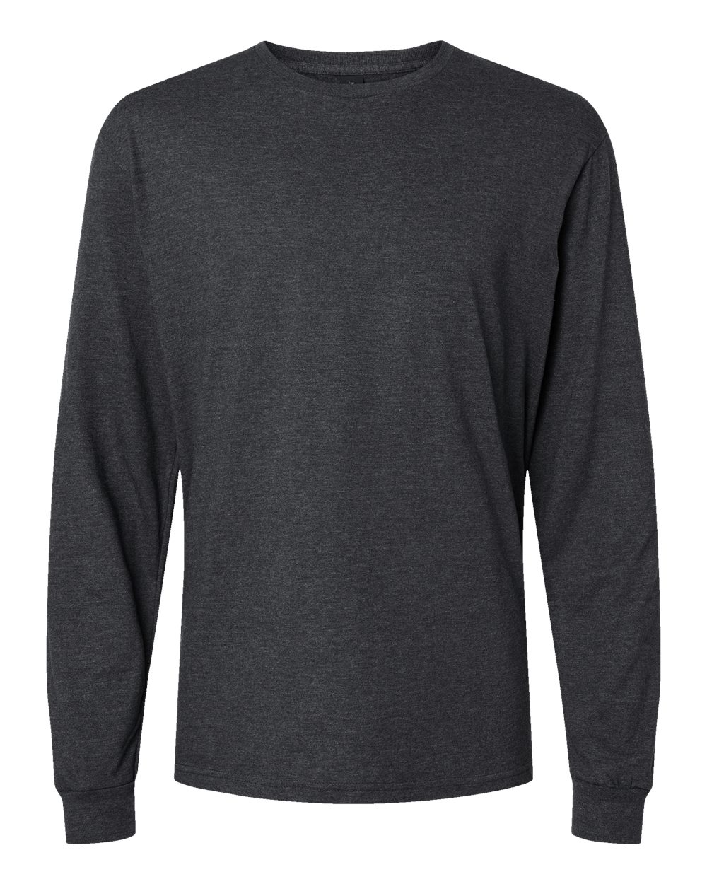 Front View of Pitch Black Mist Softstyle® CVC Long Sleeve T-Shirt - 64440CVC