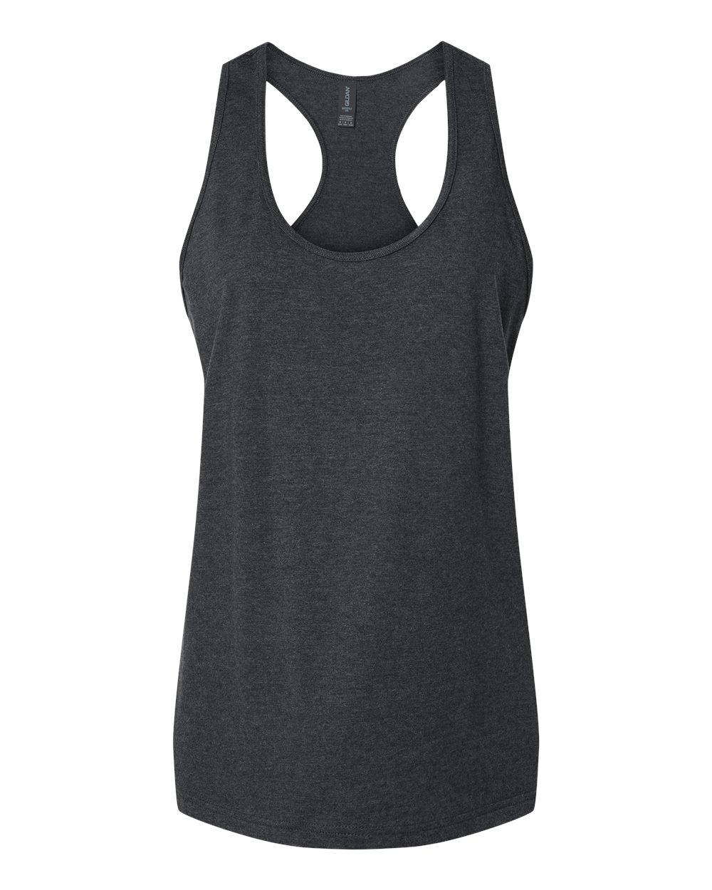 Front View of Pitch Black Mist Softstyle® Women’s CVC Racerback Tank Top - 64220LCVC
