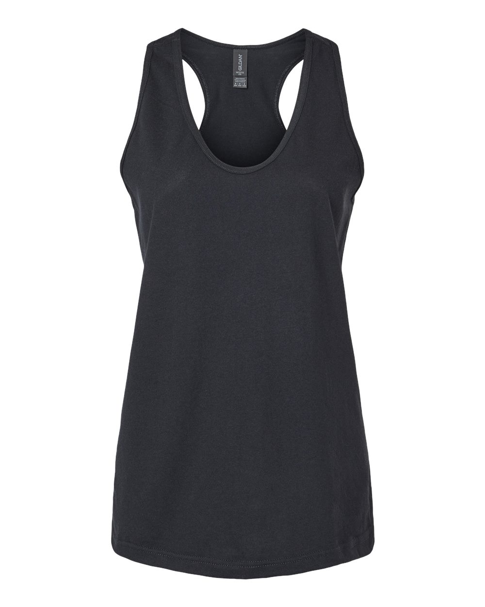 Front View of Pitch Black Softstyle® Women’s CVC Racerback Tank Top - 64220LCVC