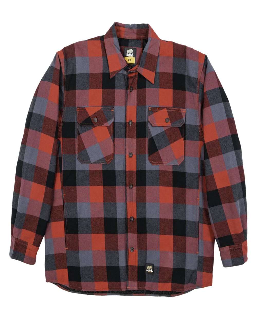 Front View of Plaid Red Tall Timber Flannel Shirt Jacket - SH69T