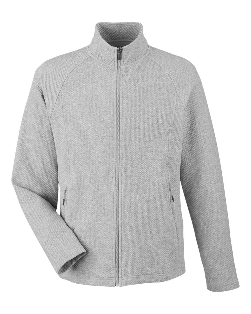 Front View of Platinum Heather Men's Spirit Textured Full-Zip - NE727