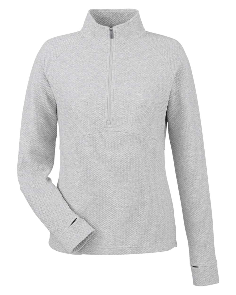 Front View of Platinum Heather Women's Spirit Textured Quarter-Zip Pullover - NE725W