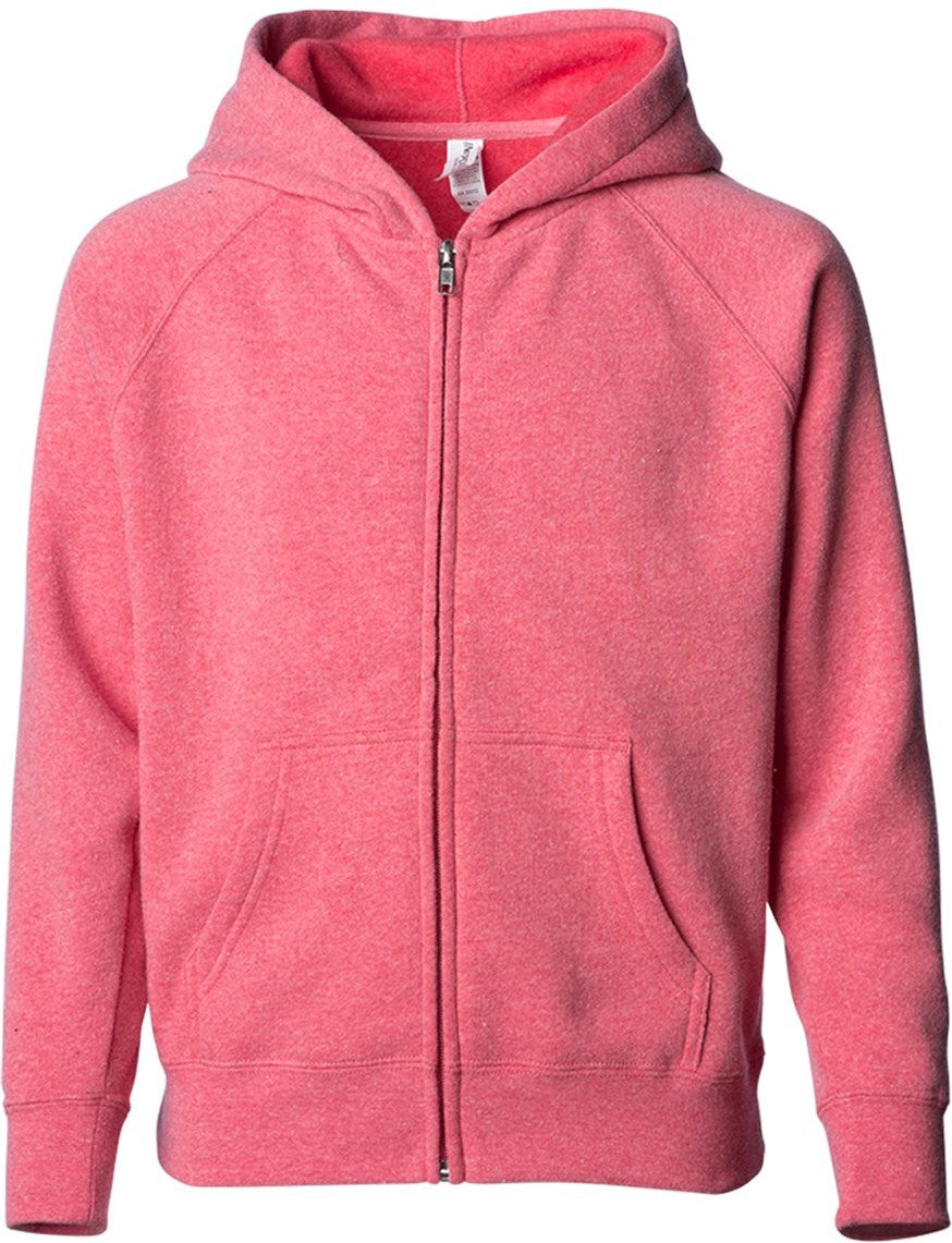 Front View of Pomegranate Toddler Lightweight Special Blend Raglan Zip Hood - PRM10TSBZ
