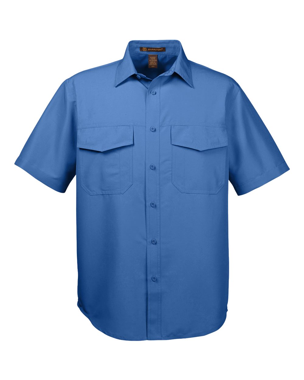 Front View of Pool Blue Men's Key West Short Sleeve Performance Staff Shirt - M580