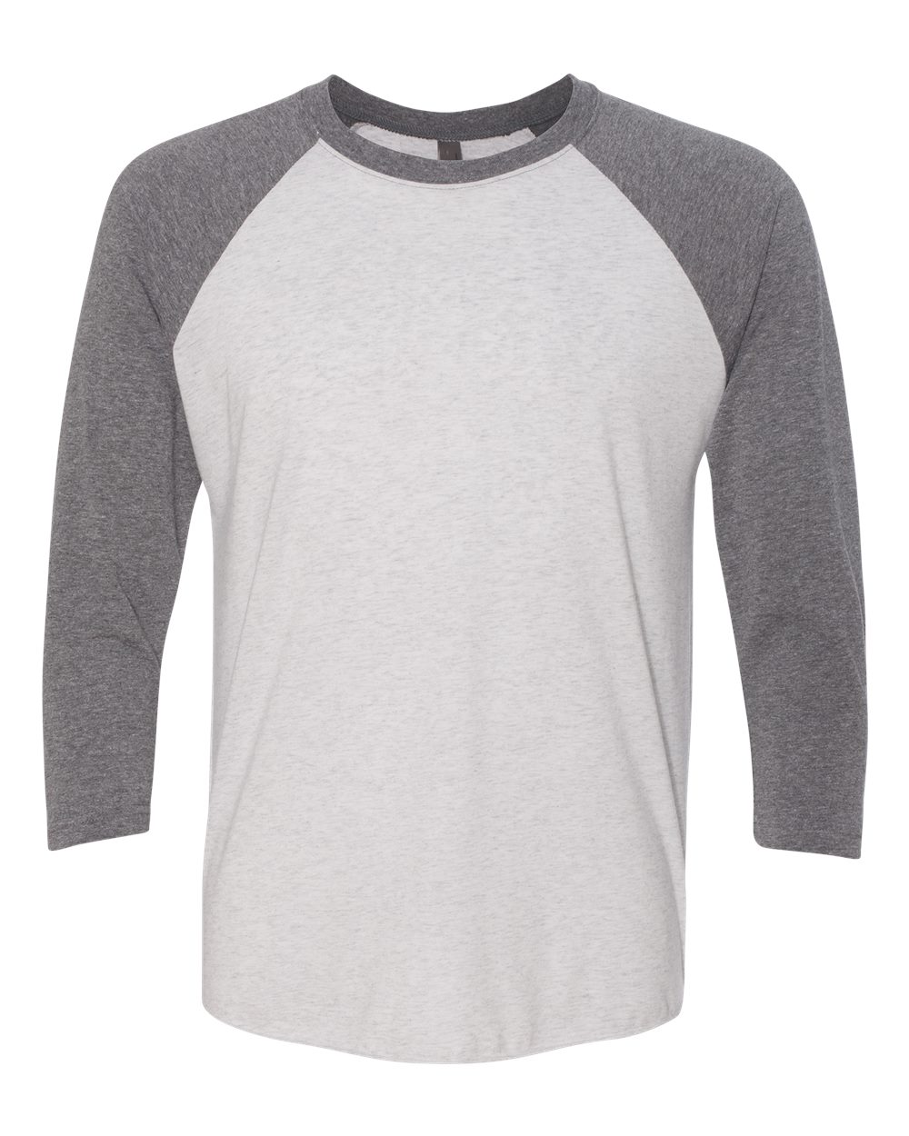 Front View of Premium Heather Sleeves/ Heather White Body Triblend Three-Quarter Raglan T-Shirt - 6051