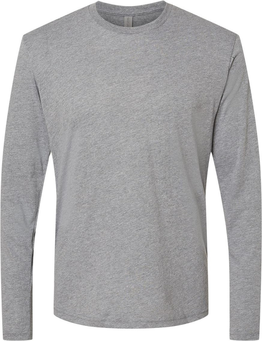 Front View of Premium Heather Triblend Long Sleeve T-Shirt - 6071