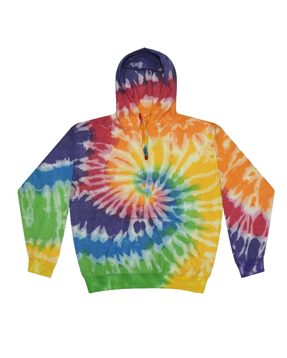 Front View of Prism Tie-Dyed Cloud Fleece Hooded Sweatshirt - 8600