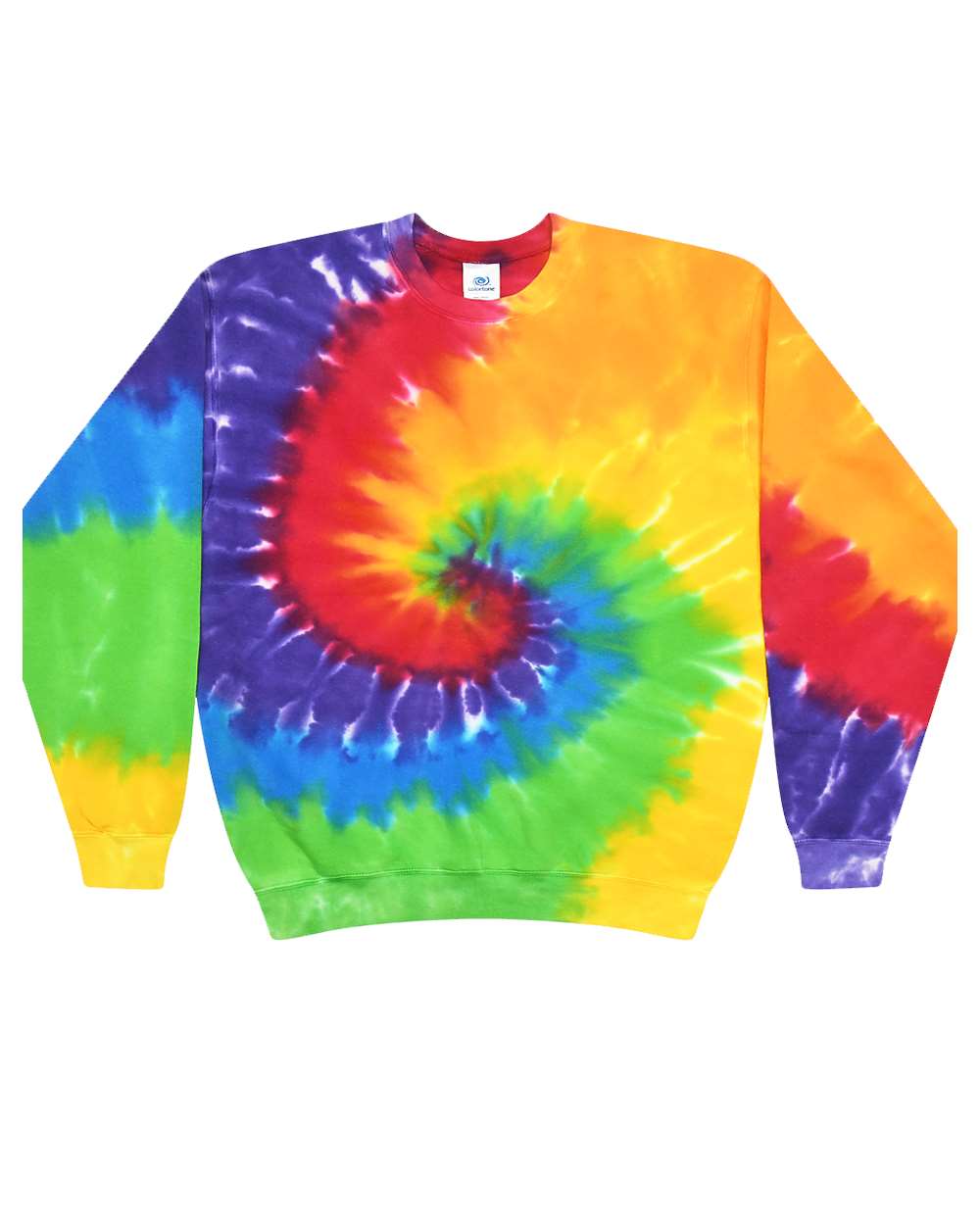 Front View of Prism Tie-Dyed Fleece Crewneck Sweatshirt - 8100