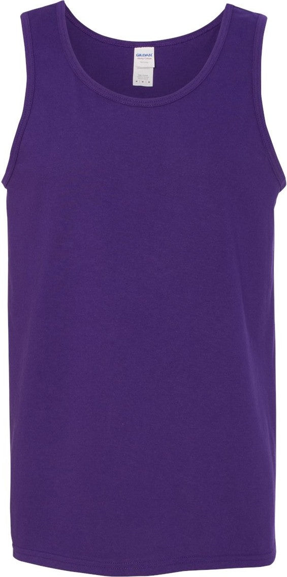 Front View of Purple Heavy Cotton™ Tank Top - 5200