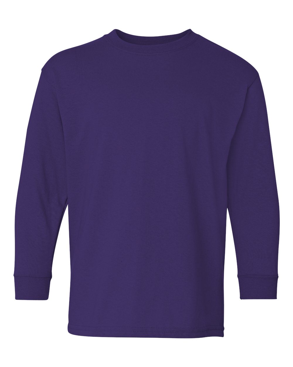Front View of Purple Heavy Cotton™ Youth Long Sleeve T-Shirt - 5400B