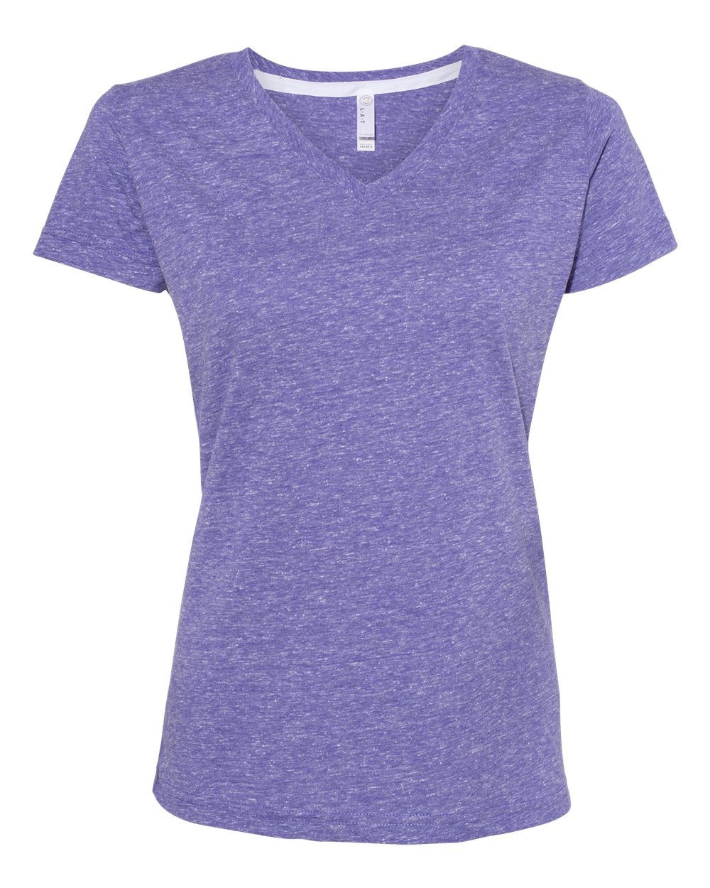 Front View of Purple Melange Women's Harborside Mélange V-Neck Tee - 3591