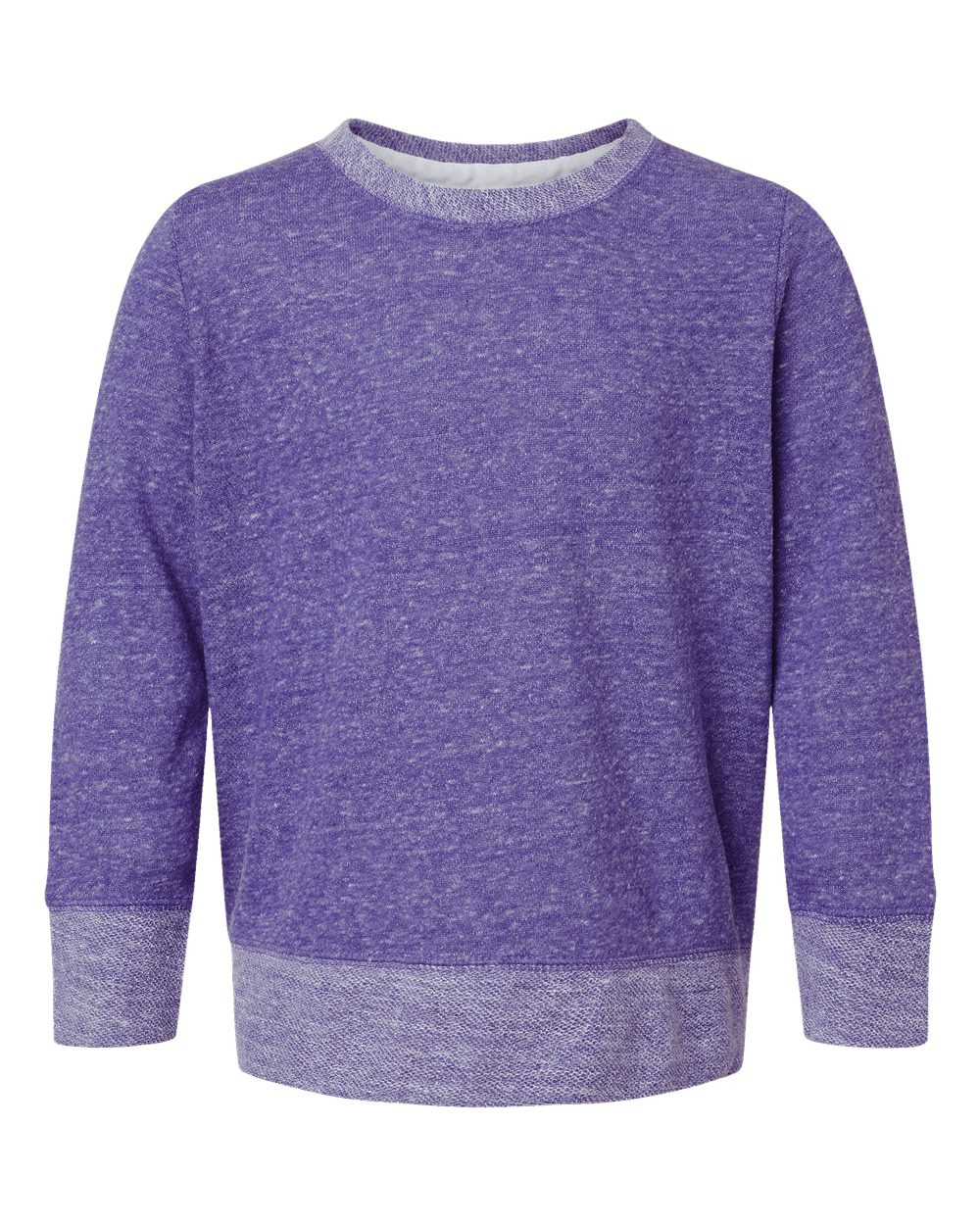 Front View of Purple Melange Youth Harborside Mélange French Terry Long Sleeve with Elbow Patches - 2279