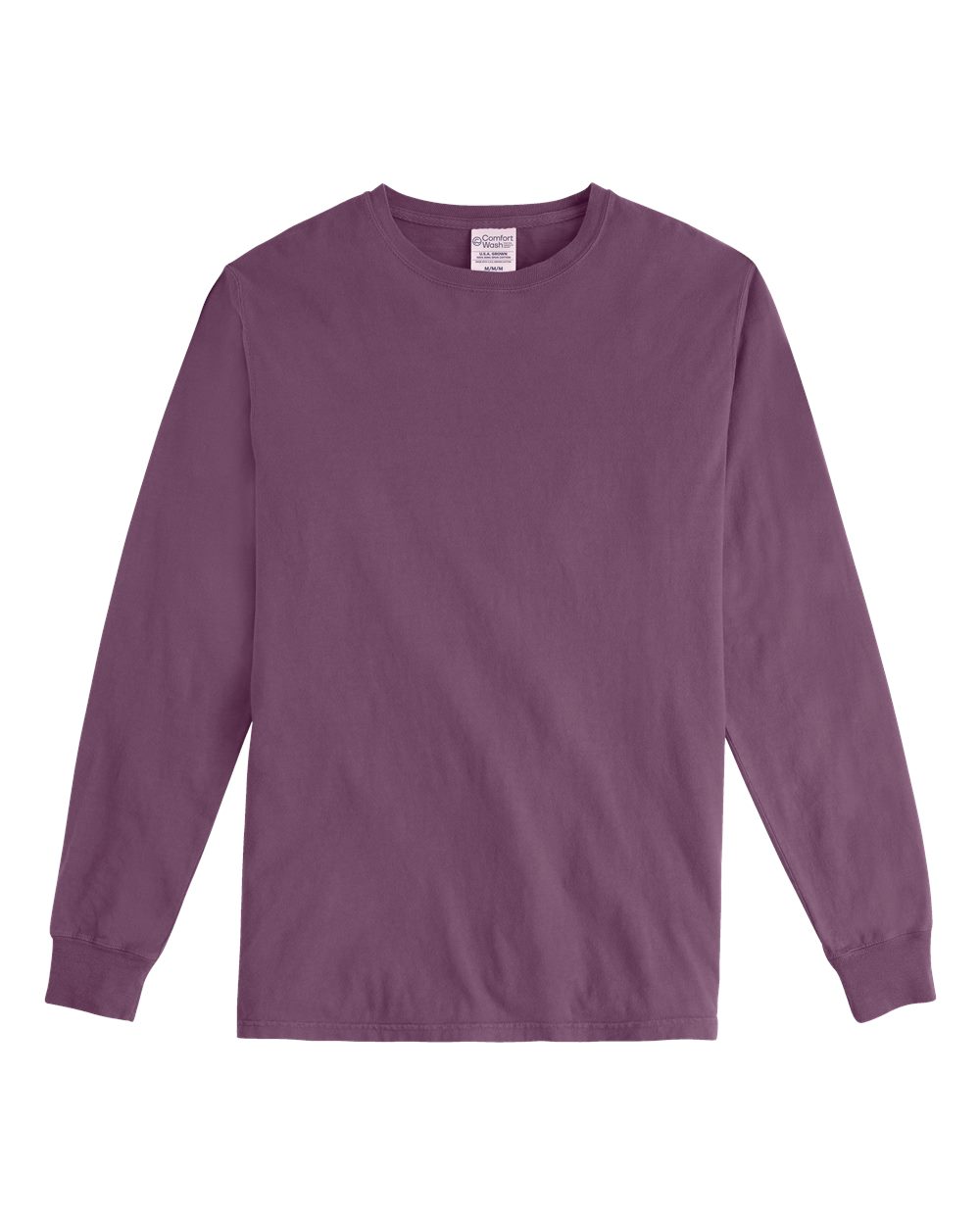 Front View of Purple Plum Raisin Garment-Dyed Long Sleeve T-Shirt - GDH200