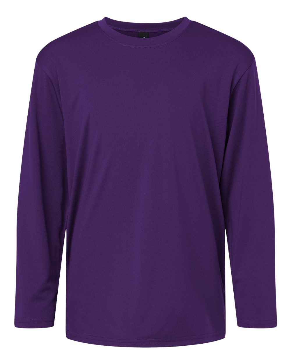 Front View of Purple Pro-Lock Youth Performance Long Sleeve T-Shirt - 48400Y