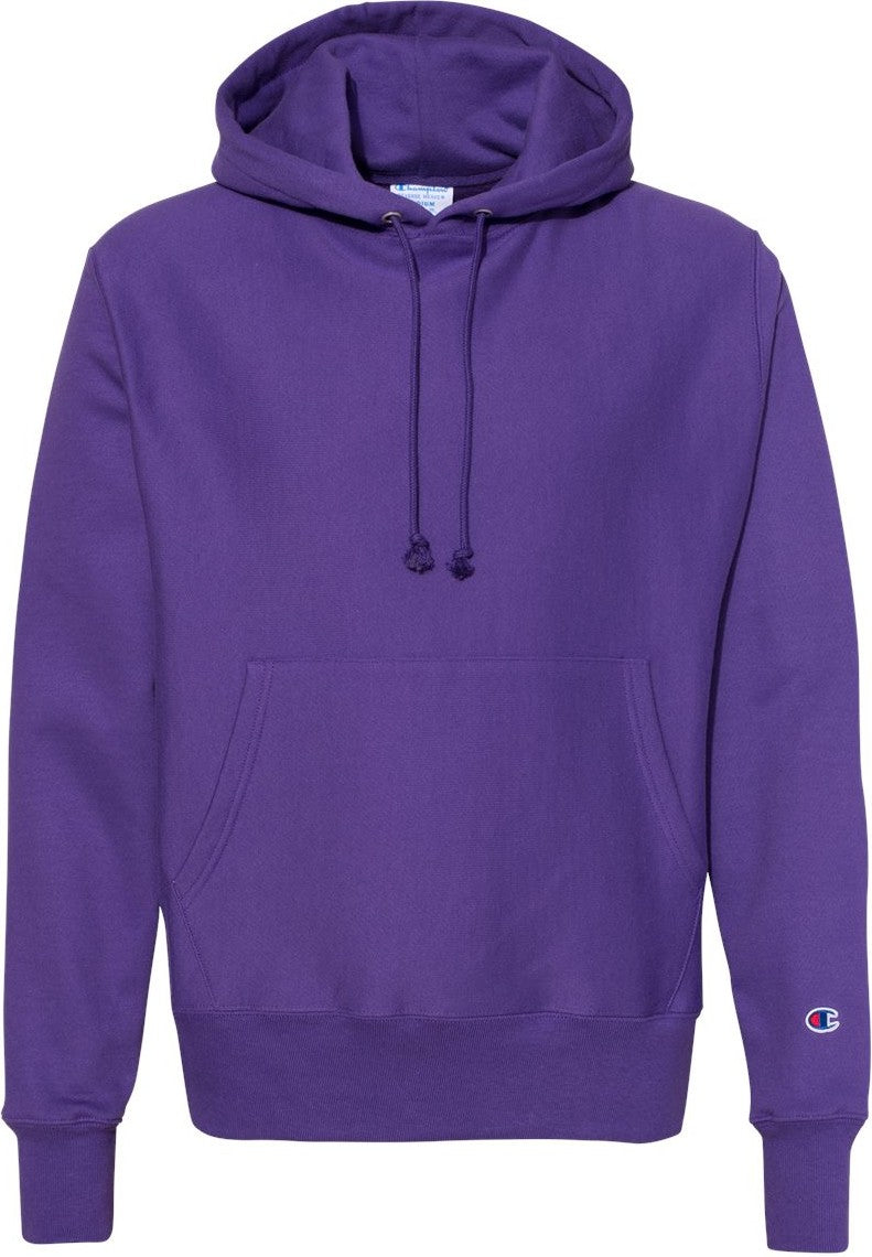 Front View of Purple Reverse Weave® Hooded Sweatshirt - S101