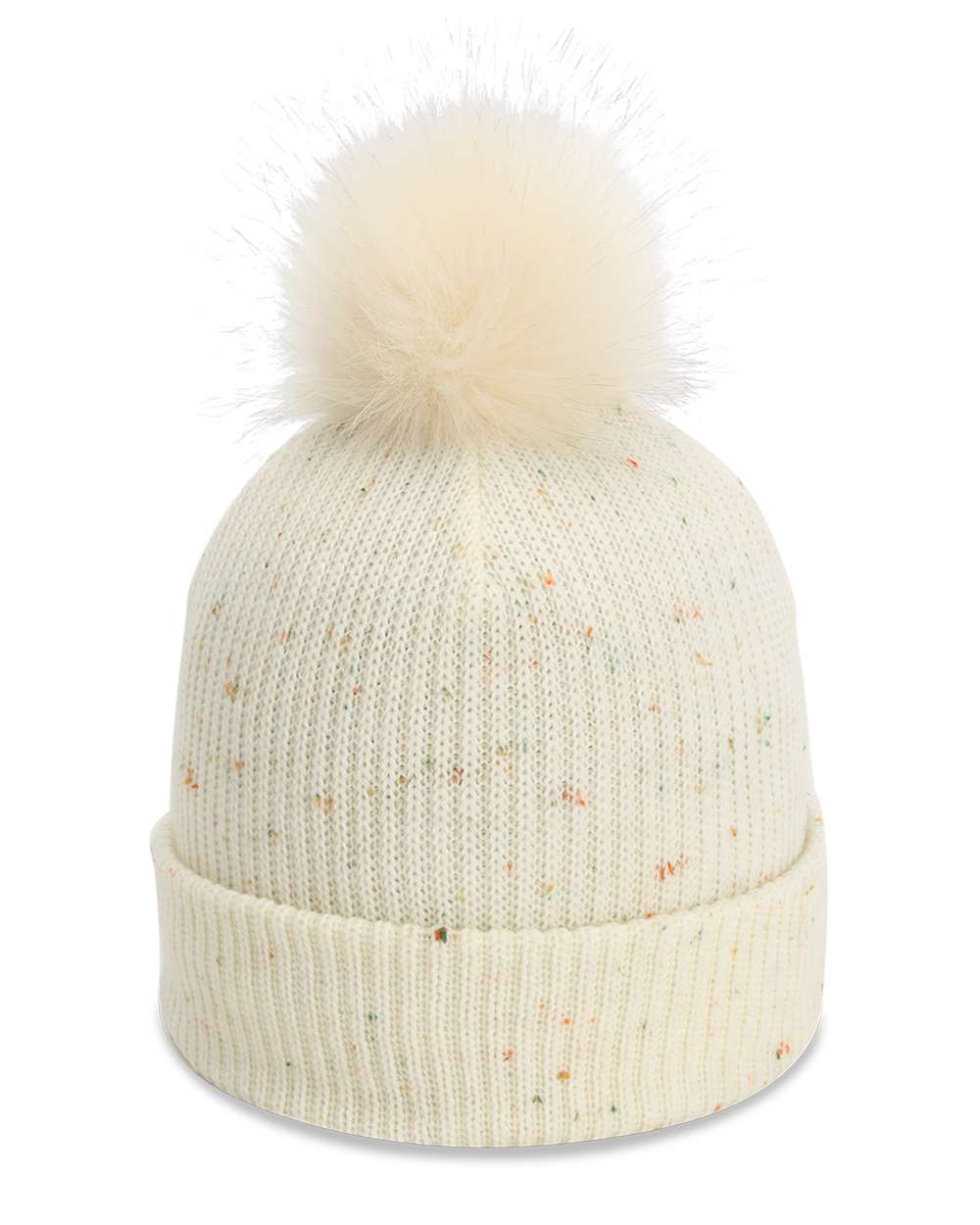 Front View of Putty The Montage Pom Cuffed Beanie - 6014