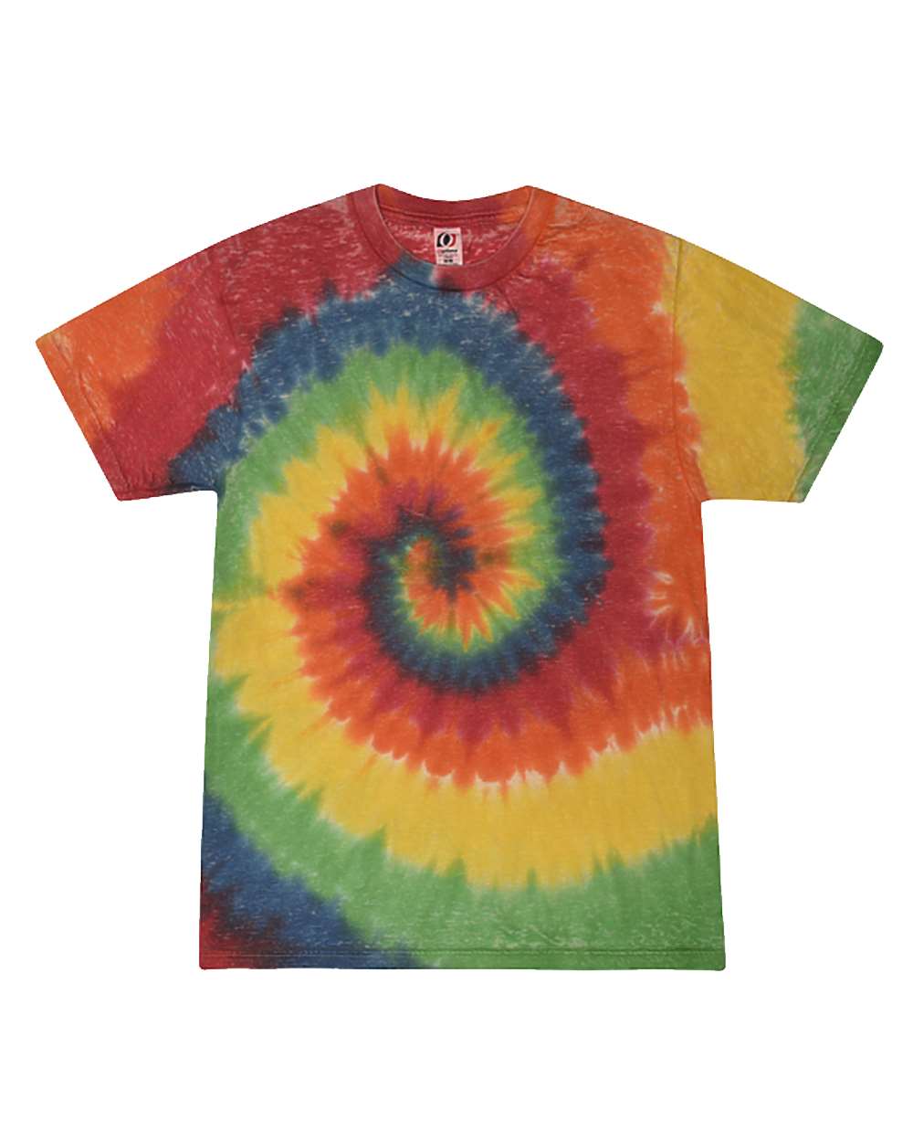 Front View of Rainbow Festival Tie-Dyed Burnout T-Shirt - 1090