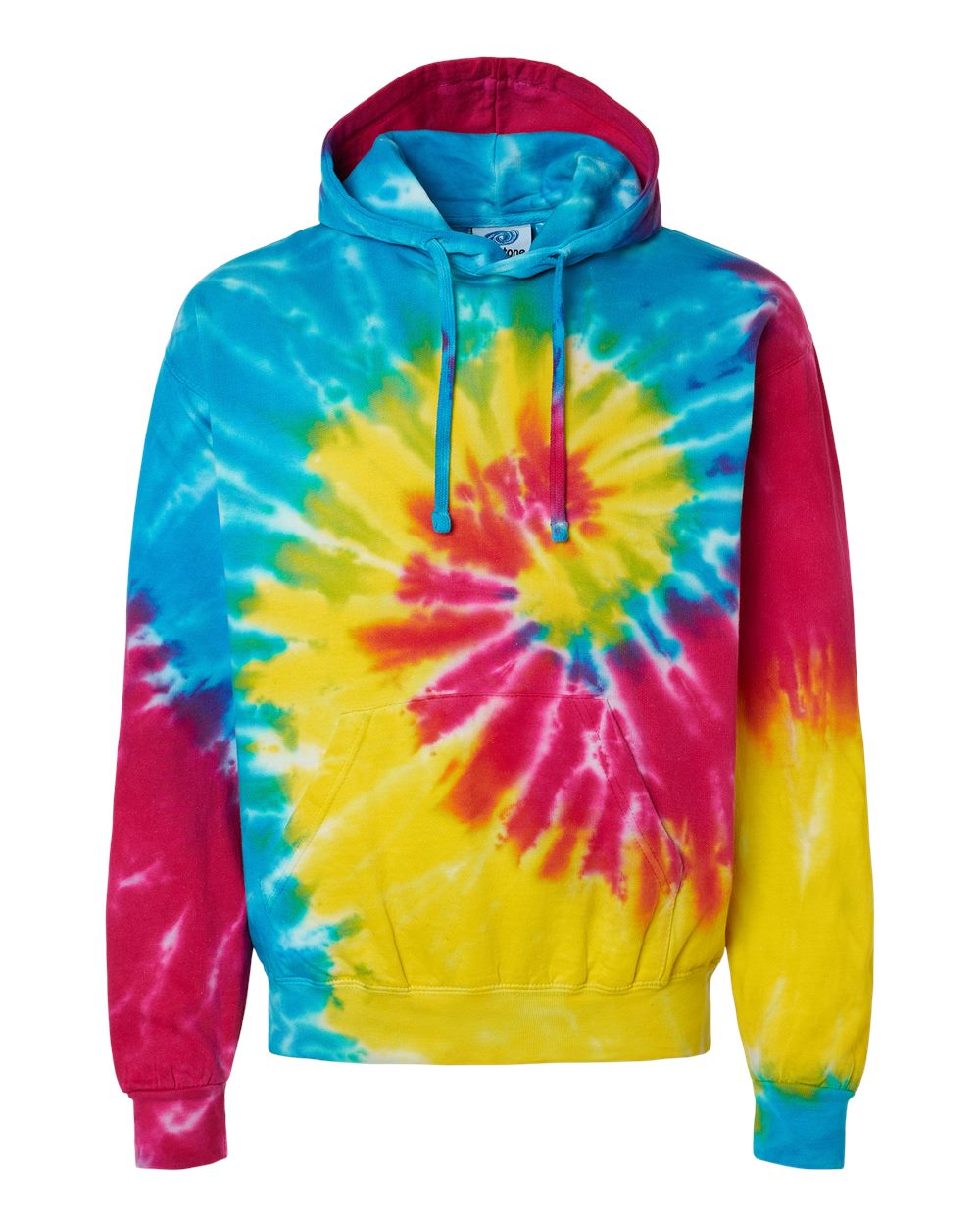 Front View of Reactive Rainbow Tie-Dyed Hooded Sweatshirt - 8777
