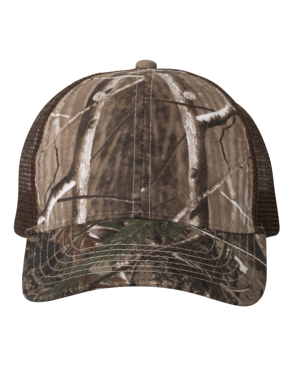 Front View of Realtree AP/ Brown Licensed Camo Mesh Back Cap - LC5M