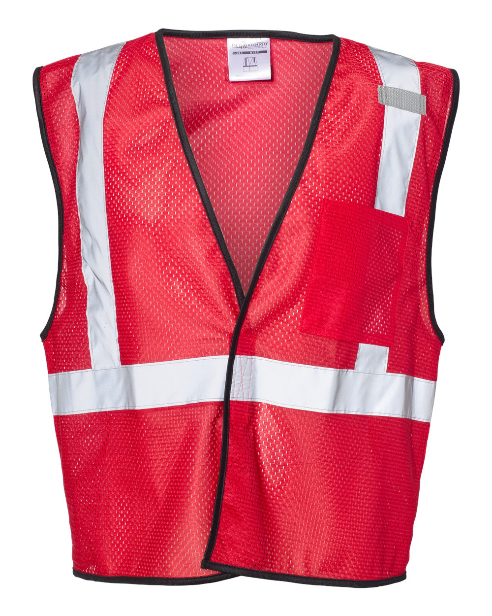 Front View of Red - B122 EV Series® Enhanced Visibility Non-ANSI Vest - B120-131