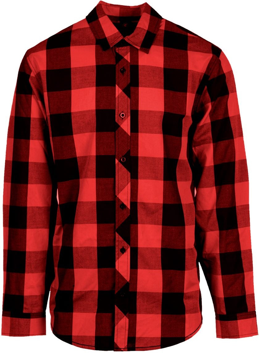 Front View of Red/ Black Buffalo Plaid Shirt - 8203