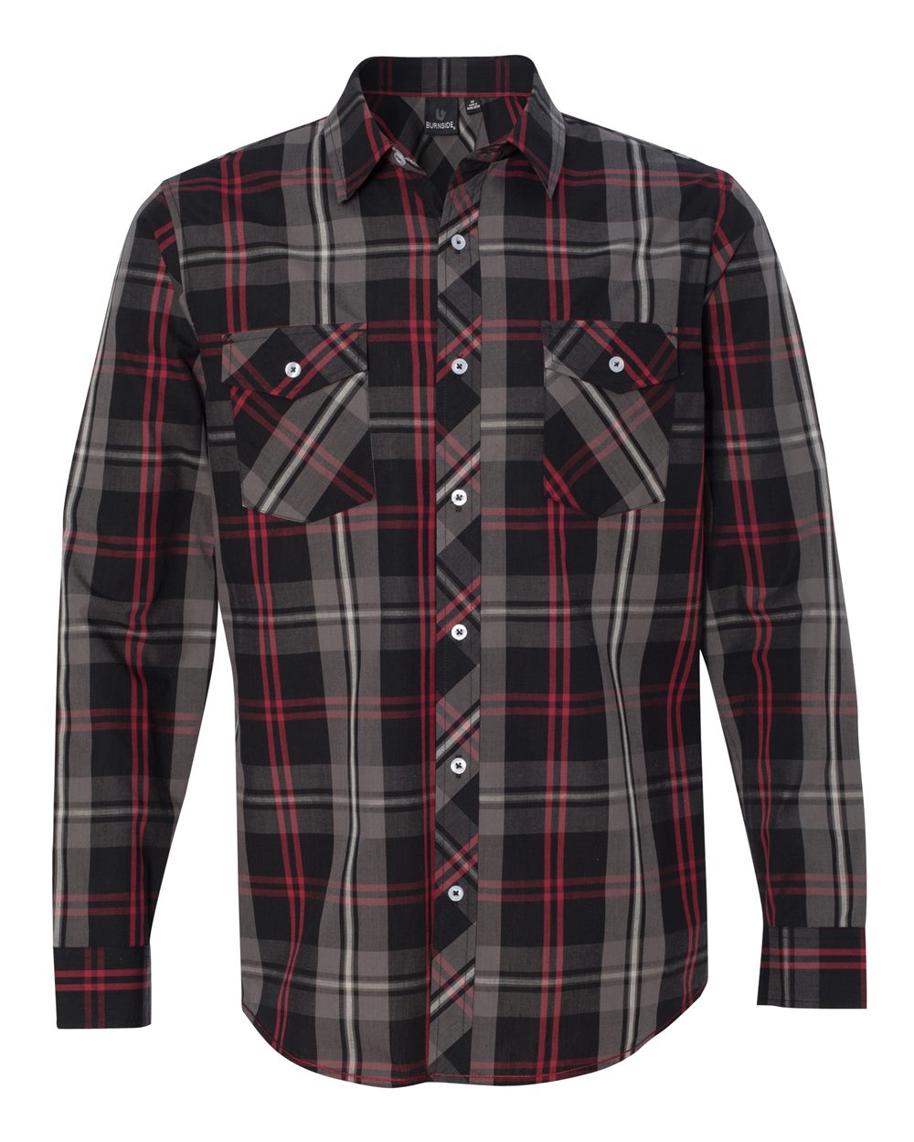 Front View of Red/ Black Plaid Shirt - 8202