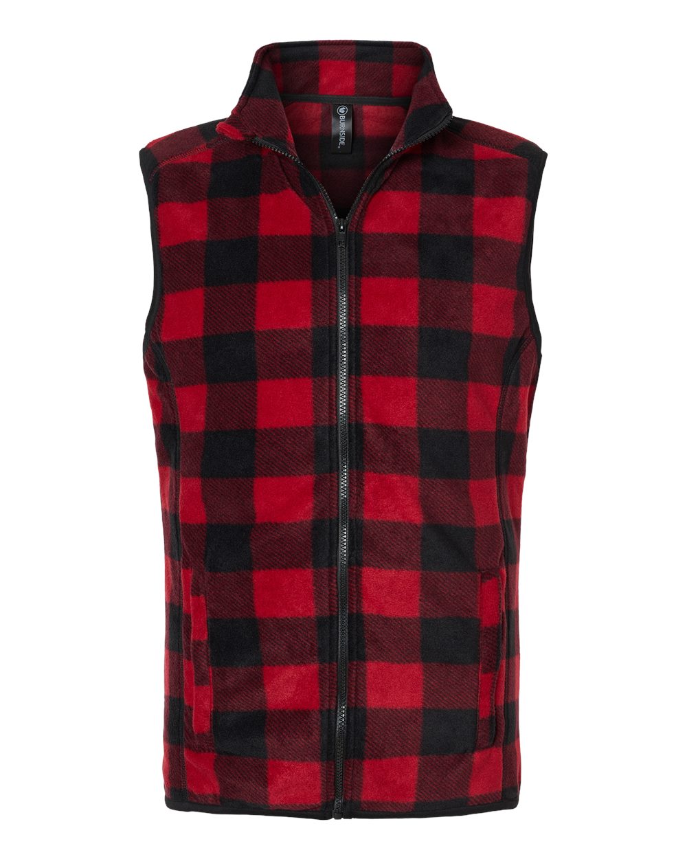 Front View of Red/ Black Polar Fleece Vest - 3012