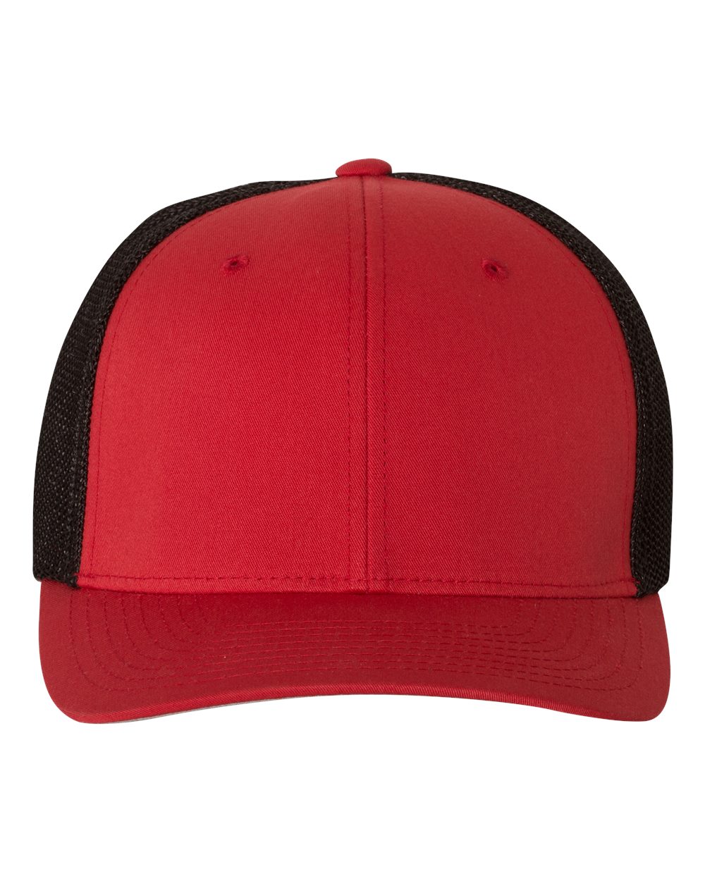 Front View of Red/ Black Trucker Cap - 6511