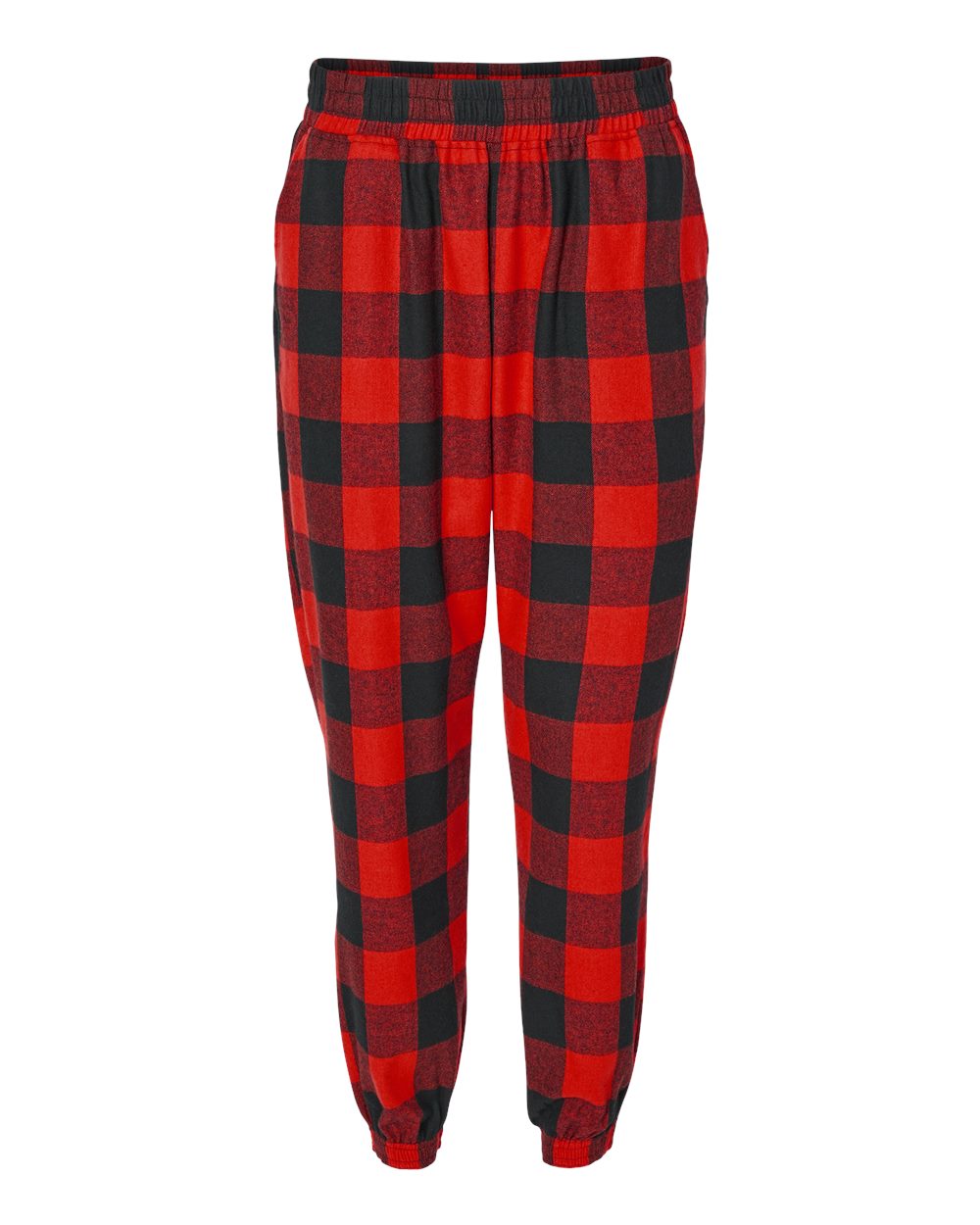 Front View of Red/ Black Youth Flannel Joggers - 4810