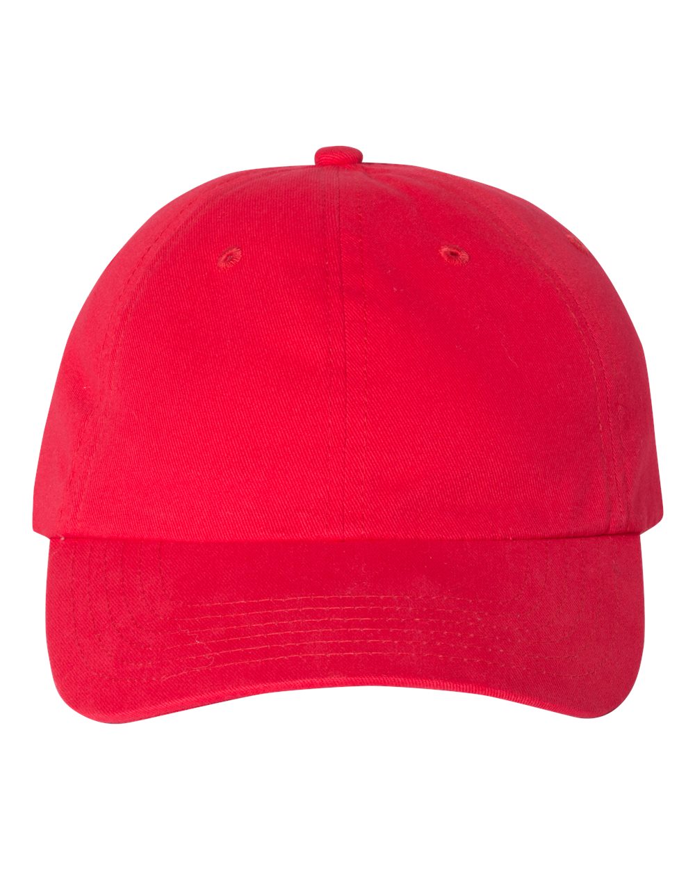 Front View of Red Brushed Twill Cap - VC200