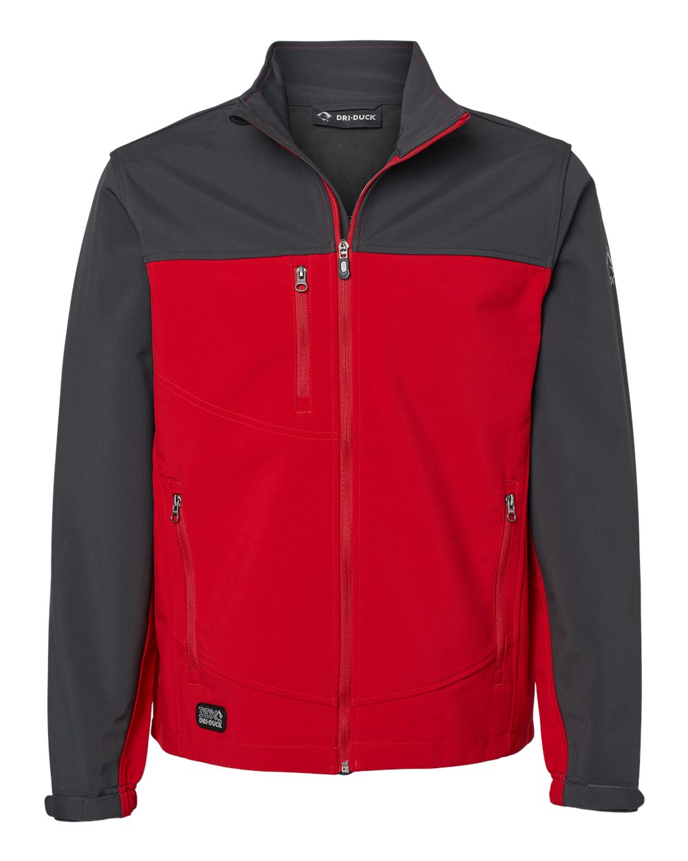 Front View of Red/ Charcoal Motion Soft Shell Jacket - 5350