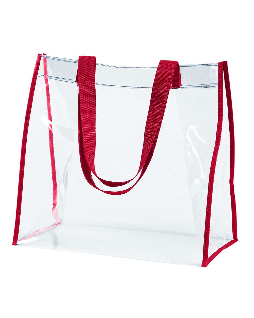 Front View of Red Clear PVC Tote - BE252