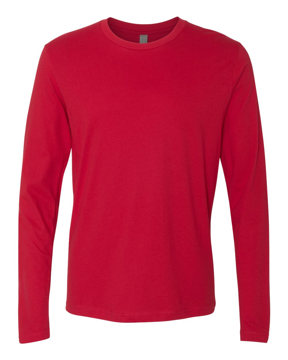 Front View of Red Cotton Long Sleeve T-Shirt - 3601