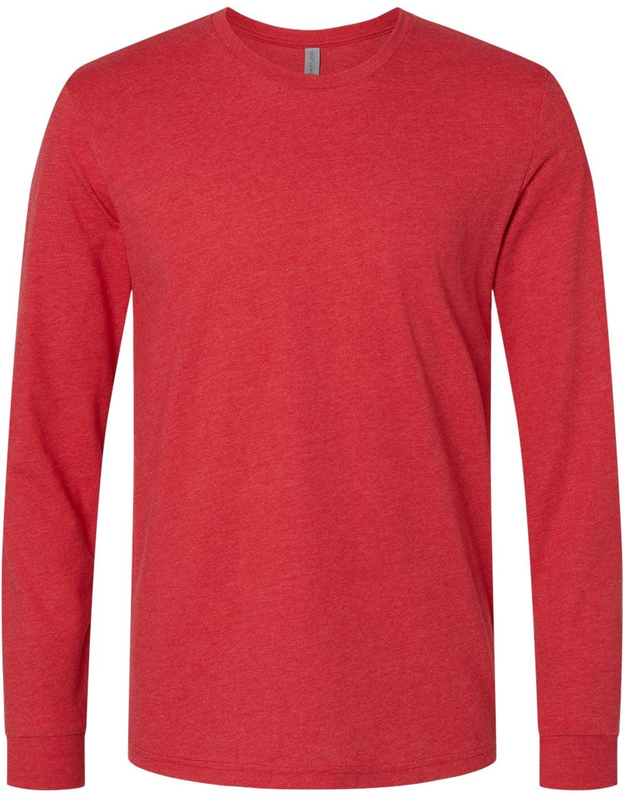 Front View of Red CVC Long Sleeve T-Shirt - 6211