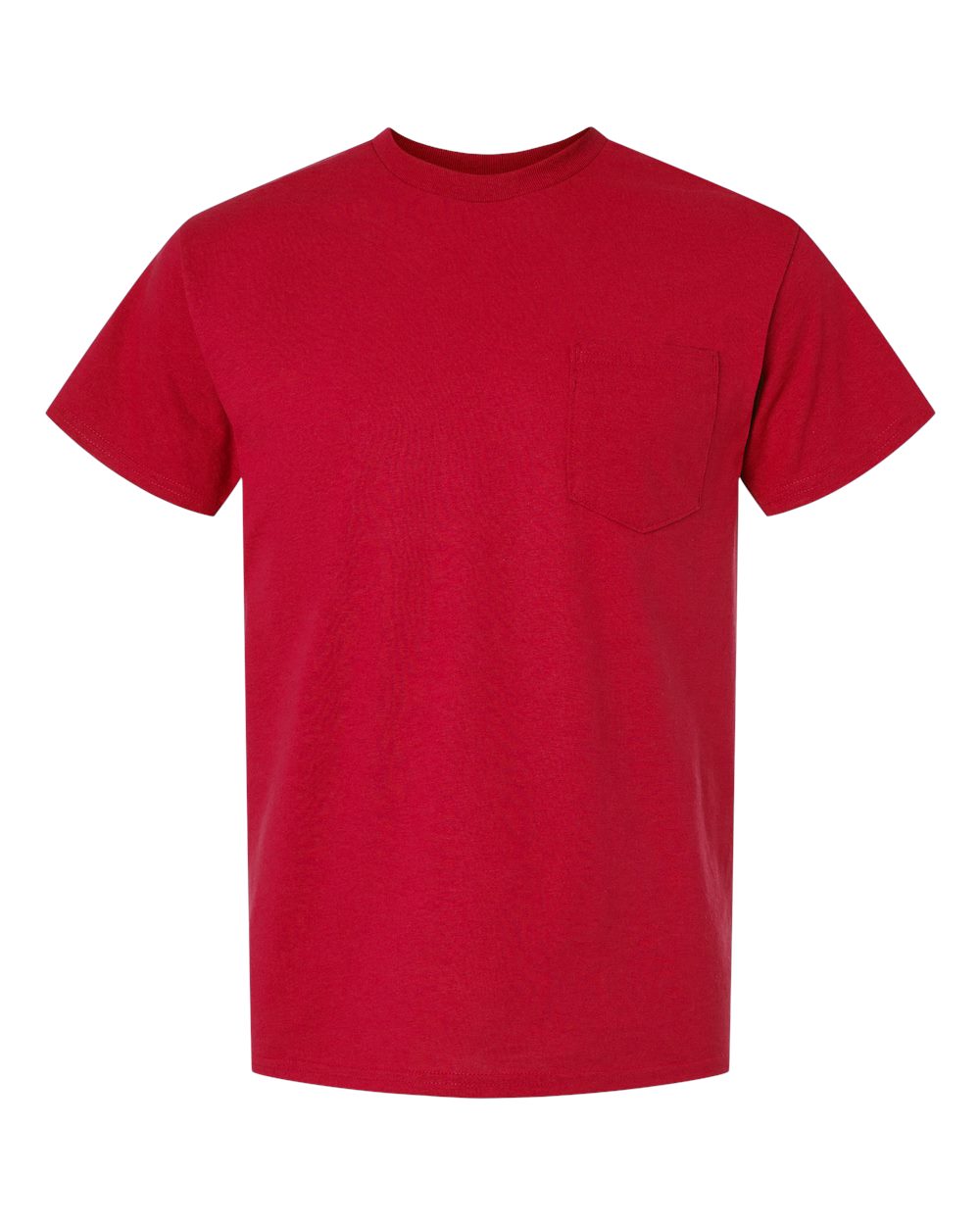 Front View of Red DryBlend® Pocket T-Shirt - 8300