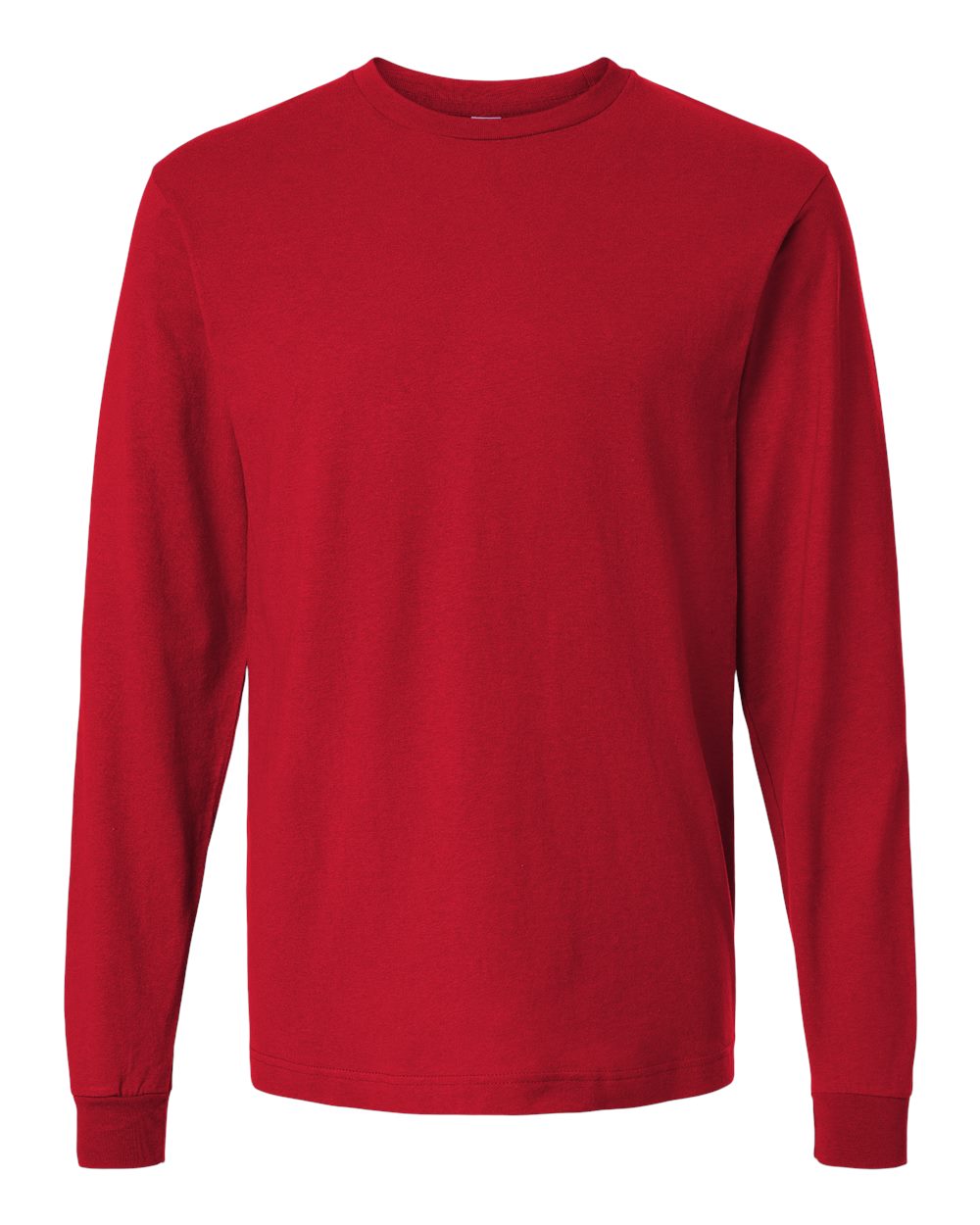 Front View of Red Fine Jersey Long Sleeve T-Shirt - 202LS