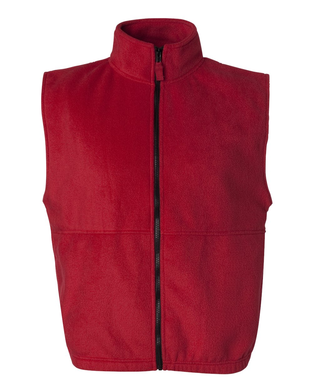 Front View of Red Fleece Full-Zip Vest - 3010