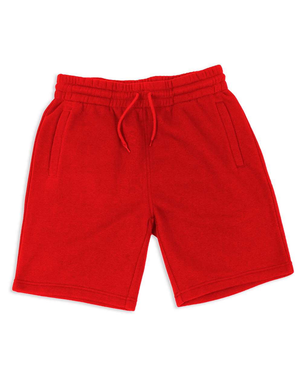 Front View of Red Fleece Jogger Shorts - SHFJS