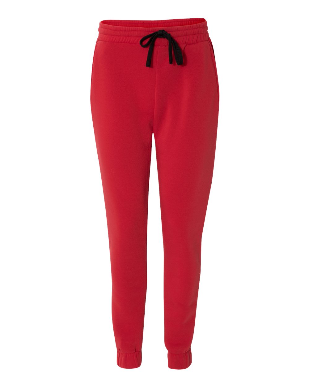 Front View of Red Fleece Joggers - 8800