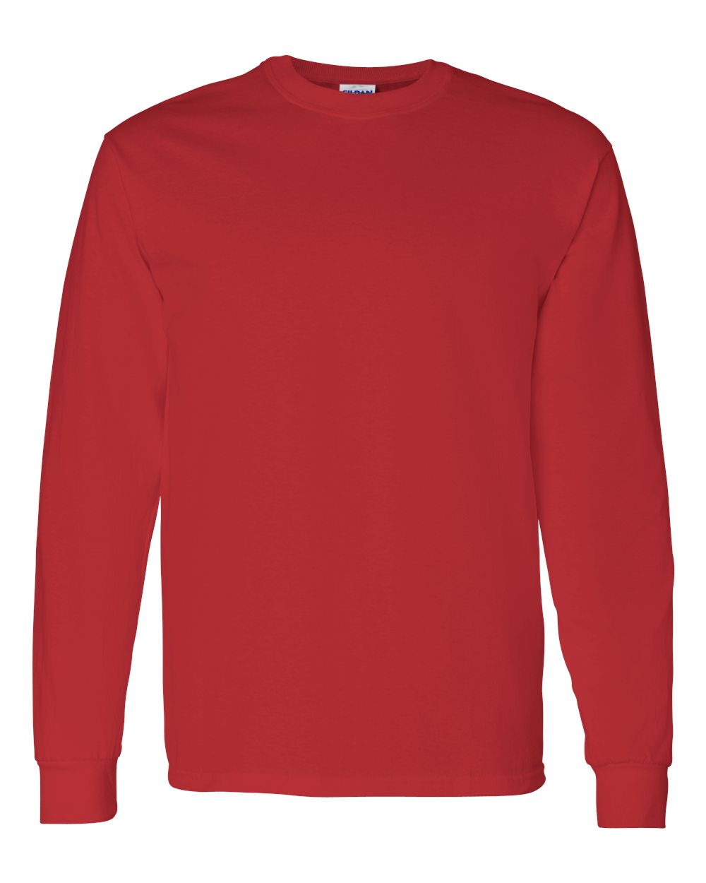 Front View of Red Heavy Cotton™ Long Sleeve T-Shirt - 5400