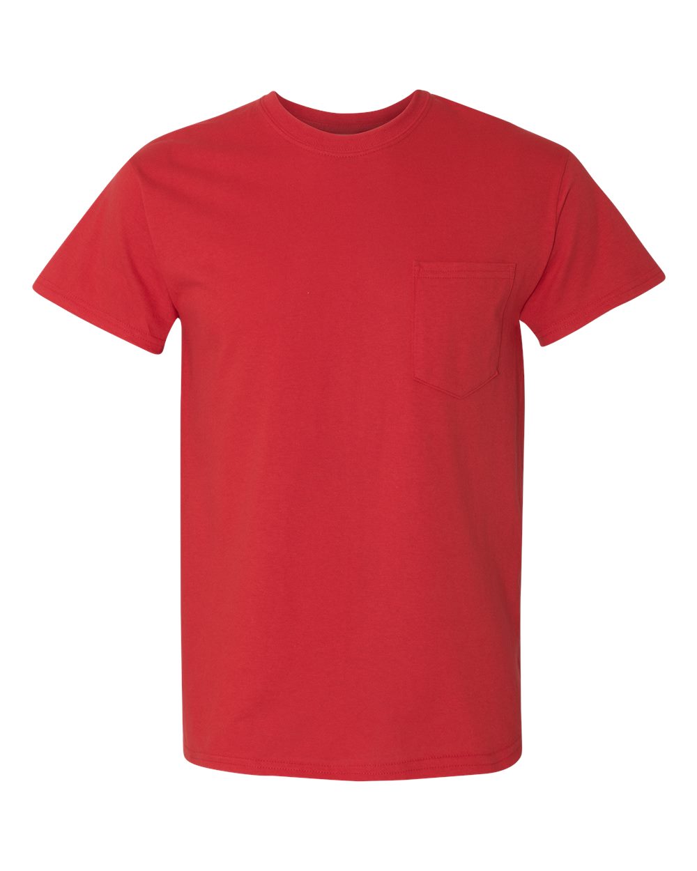 Front View of Red Heavy Cotton™ Pocket T-Shirt - 5300