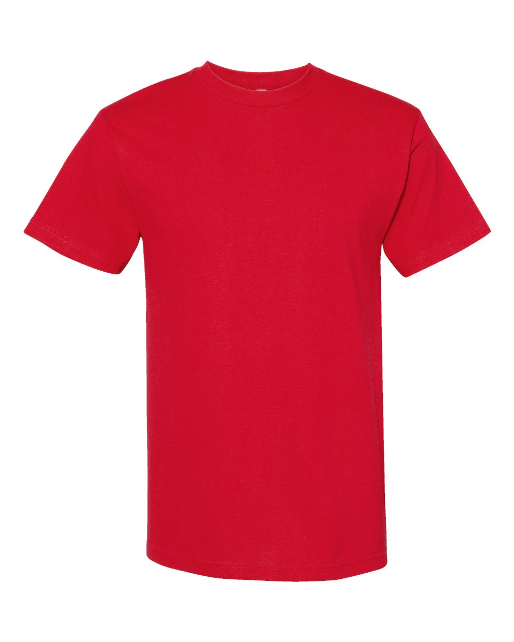 Front View of Red Heavyweight Cotton Tee - 1301