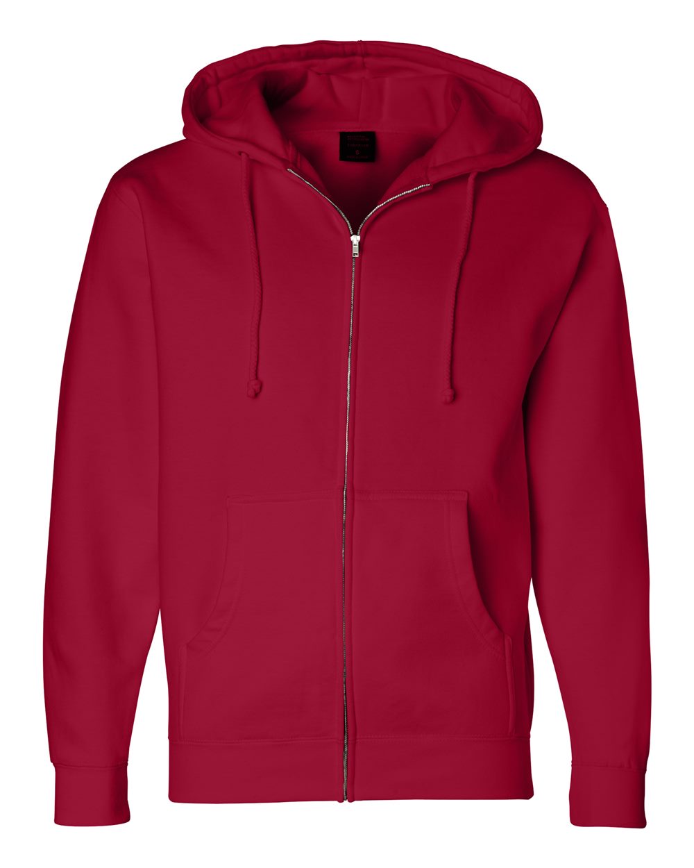 Front View of Red Heavyweight Full-Zip Hooded Sweatshirt - IND4000Z