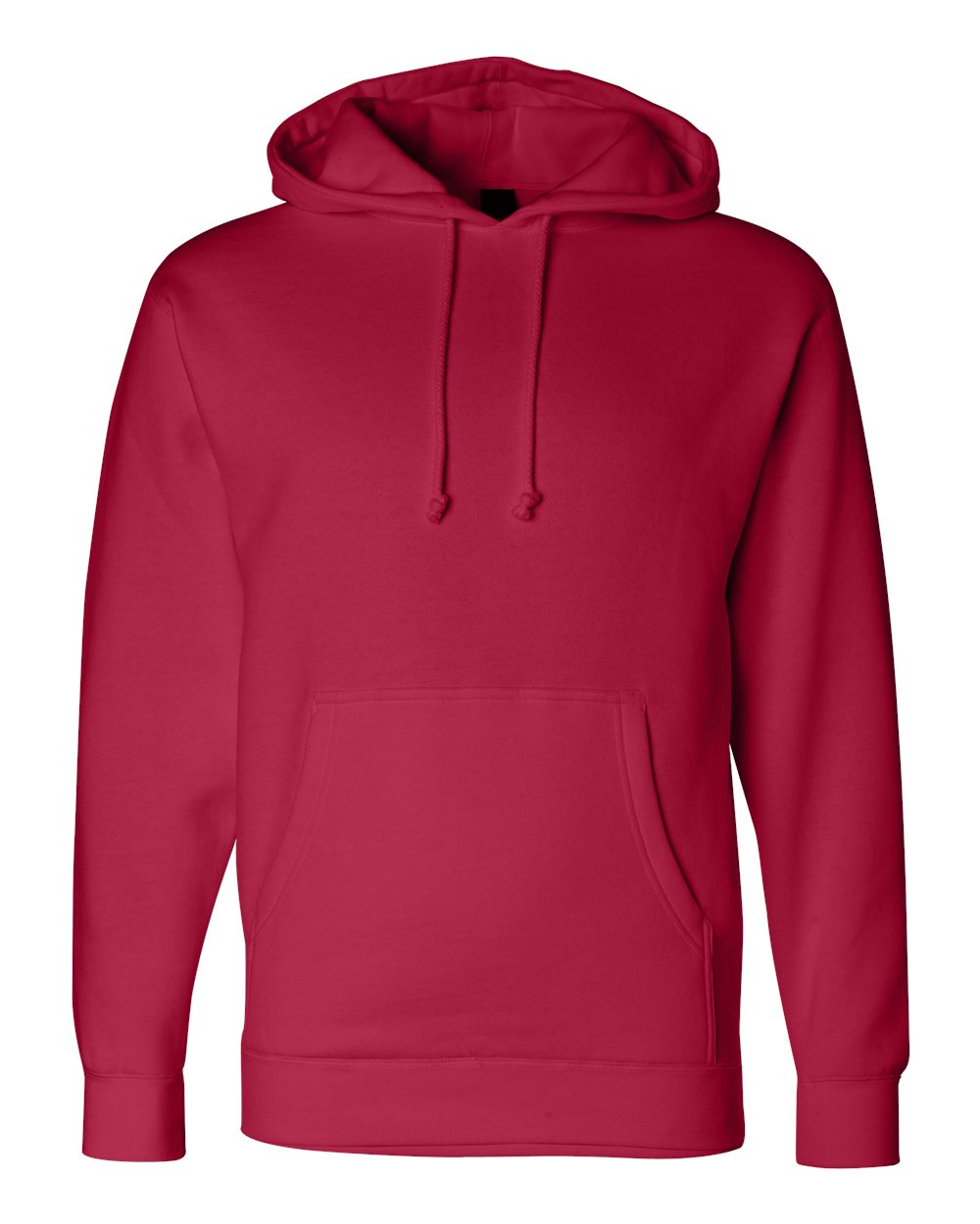 Front View of Red Heavyweight Hooded Sweatshirt - IND4000