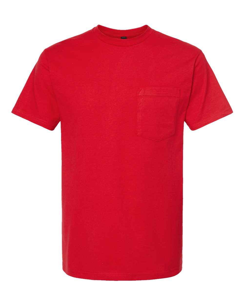 Front View of Red Heavyweight Jersey Pocket T-Shirt - 293