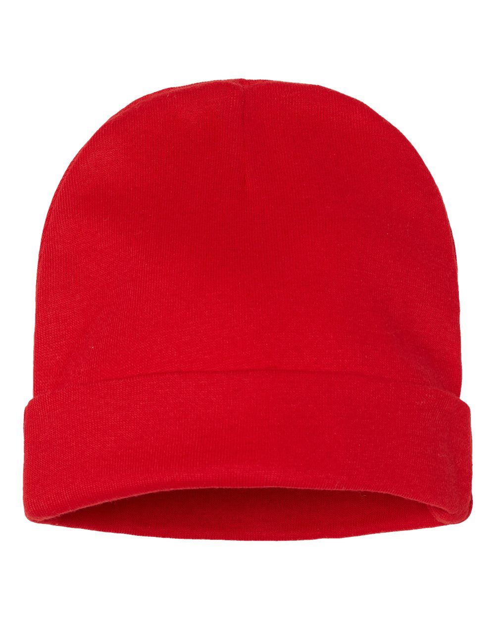 Front View of Red Infant Baby Rib Beanie - 4451