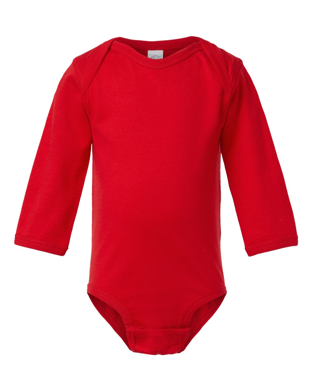 Front View of Red Infant Fine Jersey Long Sleeve Bodysuit - 4421